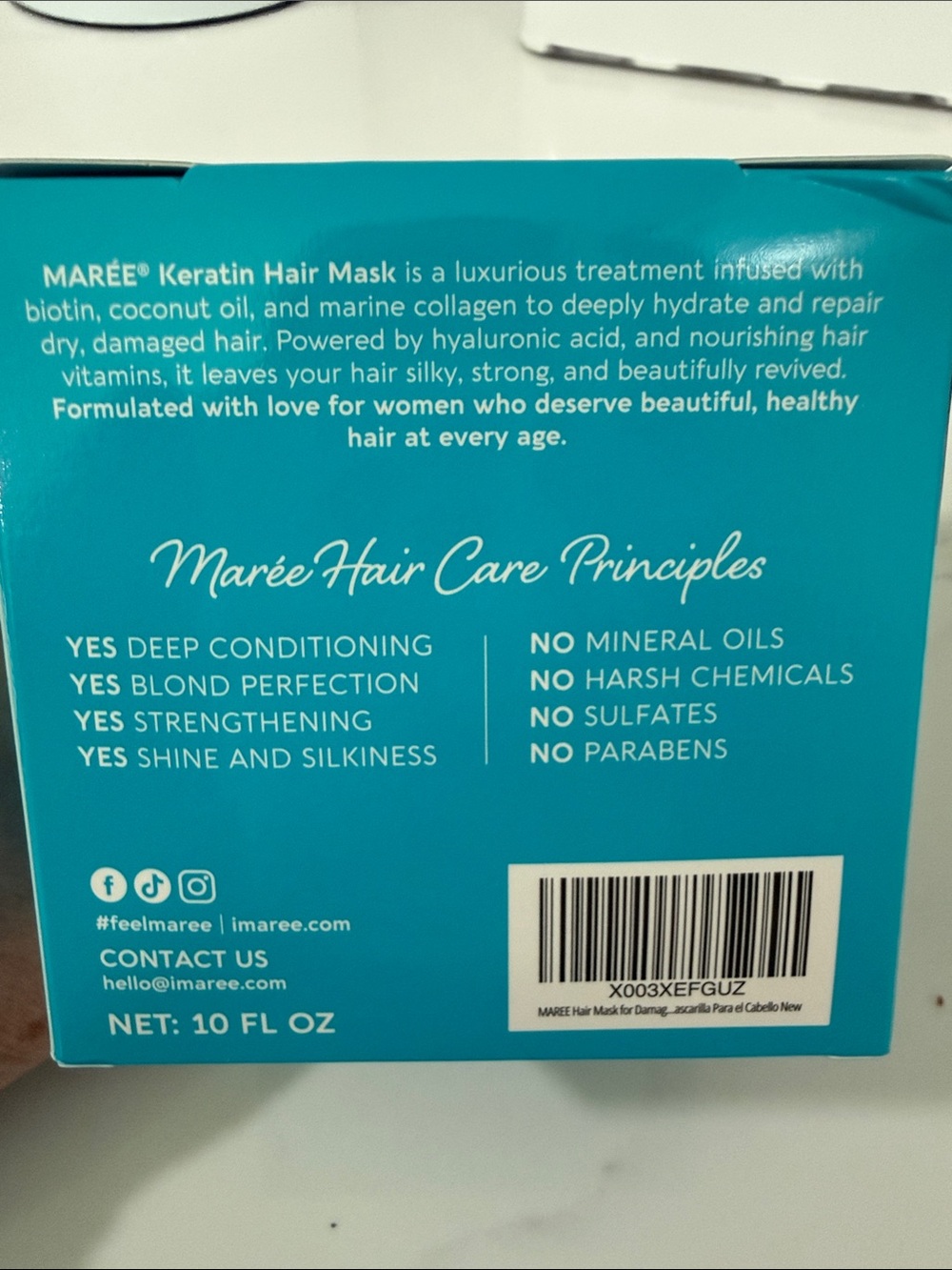 Maree Keratin Hair Mask Intensive Repair 10 fl oz for damaged hair NIB SEALED - Picture 2 of 4